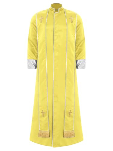 Yihuimin Herren Muslimisches Robe Lang Kirche Arabisch Dubai Kostüm mit Stehkragen Halsumfang Langarm Robe Halloween Cosplay Karneval Clubwear Gelb S Yihuimin Herren Muslimisches Robe Lang Kirche Arabisch Dubai Kostüm mit Stehkragen Halsumfang Langarm Robe Halloween Cosplay Karneval Clubwear Gelb S von Yihuimin