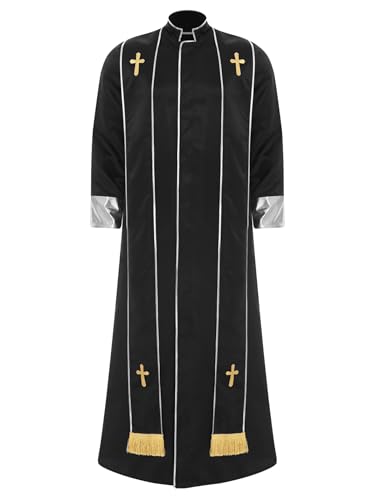 Yihuimin Herren Muslimisches Robe Lang Kirche Arabisch Dubai Kostüm mit Stehkragen Halsumfang Langarm Robe Halloween Cosplay Karneval Clubwear Schwarz L Yihuimin Herren Muslimisches Robe Lang Kirche Arabisch Dubai Kostüm mit Stehkragen Halsumfang Langarm Robe Halloween Cosplay Karneval Clubwear Schwarz L von Yihuimin