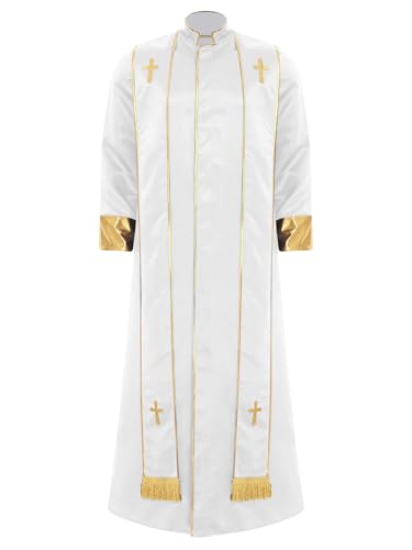 Yihuimin Herren Muslimisches Robe Lang Kirche Arabisch Dubai Kostüm mit Stehkragen Halsumfang Langarm Robe Halloween Cosplay Karneval Clubwear Weiß XXL Yihuimin Herren Muslimisches Robe Lang Kirche Arabisch Dubai Kostüm mit Stehkragen Halsumfang Langarm Robe Halloween Cosplay Karneval Clubwear Weiß XXL von Yihuimin