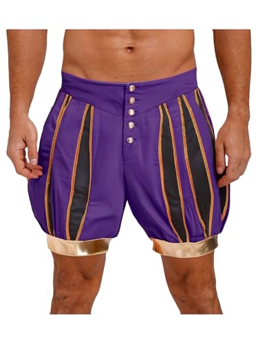 Yihuimin Herren Shorts Halloween Kurze Kürbishose Zirkusdirektor Kostüm Zirkus Kostüm Clown Kostüm Cosplay Set Clubwear Karneval Kostüm Lila S von Yihuimin