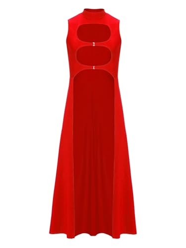 Yihuimin Herren Umhang Lang Front Cut Out Tank Top Ärmellose Cape für Renaissance Steampunk Clubwear Faschingskostüm Rot XXL von Yihuimin