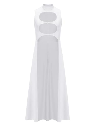 Yihuimin Herren Umhang Lang Front Cut Out Tank Top Ärmellose Cape für Renaissance Steampunk Clubwear Faschingskostüm Weiß L von Yihuimin