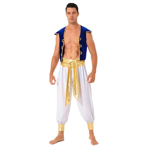 Yihuimin Herren Verkleidung Prinz Arabisch Kostüm Halloween Karneval Show Mxl Blau L von Yihuimin