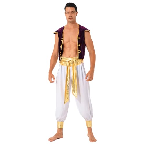 Yihuimin Herren Verkleidung Prinz Arabisch Kostüm Halloween Karneval Show Mxl Weiß 3XL von Yihuimin