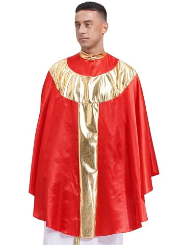 Yihuimin Herrenkostüm Kardinal Cape Kurz Umhang Langarm Oberteile Cosplay Priest Poncho Halloween Karneval Faschingskostüm Burgundy L von Yihuimin