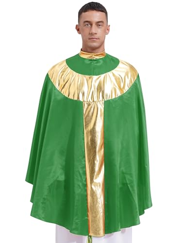 Yihuimin Herrenkostüm Kardinal Cape Kurz Umhang Langarm Oberteile Cosplay Priest Poncho Halloween Karneval Faschingskostüm Grün XL von Yihuimin