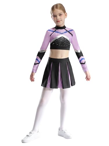 Yihuimin Kinder Mädchen Cheer Leader Kostüm Crop Tops Langarm mit Minirock Cheerleading Uniform Eiskunstlauf Kleid Party Outfits Helles Lila 158-164 Yihuimin Kinder Mädchen Cheer Leader Kostüm Crop Tops Langarm mit Minirock Cheerleading Uniform Eiskunstlauf Kleid Party Outfits Helles Lila 158-164 von Yihuimin