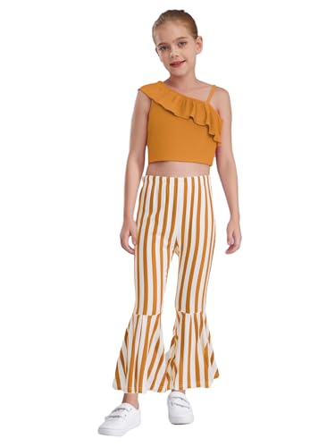 Yihuimin Mädchen Sommer Freizeitanzug Ärmelloses Asymmetrisches Rüschen Crop Top mit Streifen Schlaghosen Disco Urlaub Geburtstag Party Gelb 98-104 Yihuimin Mädchen Sommer Freizeitanzug Ärmelloses Asymmetrisches Rüschen Crop Top mit Streifen Schlaghosen Disco Urlaub Geburtstag Party Gelb 98-104 von Yihuimin