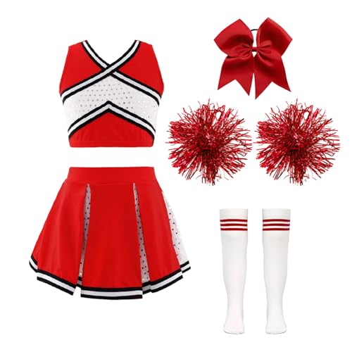 Yihuimin Pompom Girl Kostüm Für Mädchen Kinder Glitzer Outfit Mit Puscheln Cosplay Halloween Karneval Show Auftritt 314 Jahre B Rot 146-152 Yihuimin Pompom Girl Kostüm Für Mädchen Kinder Glitzer Outfit Mit Puscheln Cosplay Halloween Karneval Show Auftritt 314 Jahre B Rot 146-152 von Yihuimin