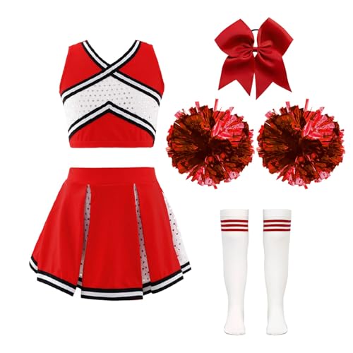 Yihuimin Pompom Girl Kostüm Für Mädchen Kinder Glitzer Outfit Mit Puscheln Cosplay Halloween Karneval Show Auftritt 314 Jahre Ein Rot 98-104 Yihuimin Pompom Girl Kostüm Für Mädchen Kinder Glitzer Outfit Mit Puscheln Cosplay Halloween Karneval Show Auftritt 314 Jahre Ein Rot 98-104 von Yihuimin