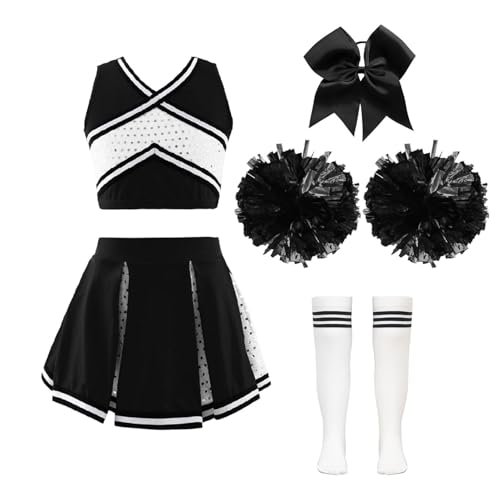 Yihuimin Pompom Girl Kostüm Für Mädchen Kinder Glitzer Outfit Mit Puscheln Cosplay Halloween Karneval Show Auftritt 314 Jahre Ein Weiß-Schwarz 158-164 Yihuimin Pompom Girl Kostüm Für Mädchen Kinder Glitzer Outfit Mit Puscheln Cosplay Halloween Karneval Show Auftritt 314 Jahre Ein Weiß-Schwarz 158-164 von Yihuimin
