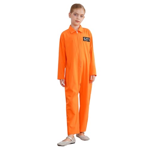 Yihuimin Unisex Kinder Verkleidung Gefangener Orange Overall Cosplay Halloween Karneval Kostüm Jahre Orange 122-128 Yihuimin Unisex Kinder Verkleidung Gefangener Orange Overall Cosplay Halloween Karneval Kostüm Jahre Orange 122-128 von Yihuimin