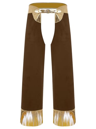 Yihuimin Western Chaps Herren Halloween Western Cowboy Kostüm Metallic Patchwork Hose Hollow Out Hose Cosplay Faschingskostüm Rave Outfit Braun XXL Yihuimin Western Chaps Herren Halloween Western Cowboy Kostüm Metallic Patchwork Hose Hollow Out Hose Cosplay Faschingskostüm Rave Outfit Braun XXL von Yihuimin
