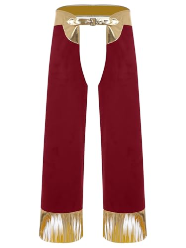 Yihuimin Western Chaps Herren Halloween Western Cowboy Kostüm Metallic Patchwork Hose Hollow Out Hose Cosplay Faschingskostüm Rave Outfit Burgund S Yihuimin Western Chaps Herren Halloween Western Cowboy Kostüm Metallic Patchwork Hose Hollow Out Hose Cosplay Faschingskostüm Rave Outfit Burgund S von Yihuimin