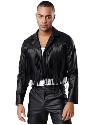 Yihuimin Western Cowboy Kostüm Herren Leder Bikerjacket Mit Fransen Kunstleder Crop Tops Offene Cardigan Halloween Karneval Kostüm Nachtclubs Schwarz XL Yihuimin Western Cowboy Kostüm Herren Leder Bikerjacket Mit Fransen Kunstleder Crop Tops Offene Cardigan Halloween Karneval Kostüm Nachtclubs Schwarz XL von Yihuimin