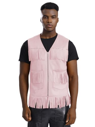 Yihuimin Western Cowboy Weste Herren Halloween Fransen Tank Top Ärmellos Cardigan Biker Jacke Festival Outfit Mottoparty Kostüm Fasching Kostüm Rosa 3XL Yihuimin Western Cowboy Weste Herren Halloween Fransen Tank Top Ärmellos Cardigan Biker Jacke Festival Outfit Mottoparty Kostüm Fasching Kostüm Rosa 3XL von Yihuimin