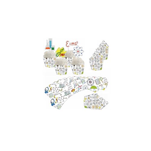 24 Stk. Wissenschaft Kuchendeko 24 Stk. Cake Wrappers Set Wissenschaftliche Cupcake Toppers Experimente Party Muffin Deko Physikalisch Chemisch Kindergeburtstag Kinder Geburtstag Kuchenaufsätze von YiiiGoood