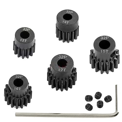 5-Pack Schwarze Stahl Metall 5mm Ritzel Motor Zahnradsätze 13T 14T 15T 16T 17T Kompatibel mit HPI Kyosho Losi Axial Tamiya 1/8 1/10 RC Car Monster Truck Buggy von YijiaLink