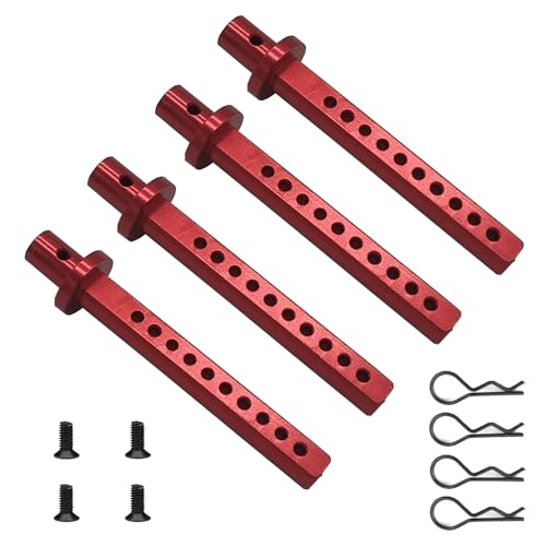 4er-Pack Aluminium-Legierung RC-Car Karosseriehalterungen mit Clips für AXIAL SCX10 1/10 RC Rock Crawler Optionsteile (Rot) von YijiaLink