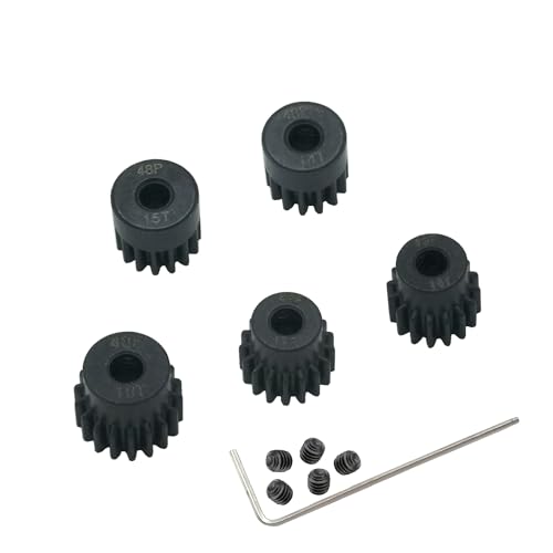 YijiaLink 5-Pack Stahl 48P Ritzelsätze 14T 15T 16T 17T 18T mit Schrauben für 3.175mm (1/8-Zoll) Welle 1/10 RC Car Brushless Brush Motor (14T 15T 16T 17T 18T) von YijiaLink