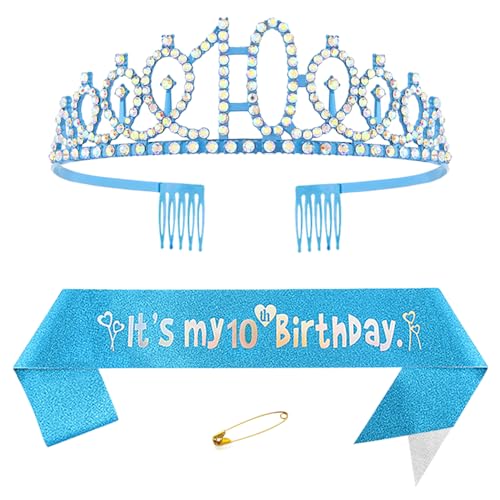 10. Geburtstags Krone und Schärpe für Mädchen Kristall Queen Tiara Princess Crown Blau 10th Birthday Schärpe 10th Geburtstagskrone Geburtstagsschärpe Girls Geburtstag Dekoration Geburtstagsgeschenk 10. Geburtstags Krone und Schärpe für Mädchen Kristall Queen Tiara Princess Crown Blau 10th Birthday Schärpe 10th Geburtstagskrone Geburtstagsschärpe Girls Geburtstag Dekoration Geburtstagsgeschenk von Yijunmca