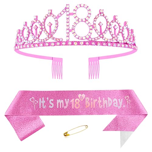 18. Geburtstags Krone und Schärpe für Mädchen Kristall Queen Tiara Princess Crown Rosa 18th Birthday Schärpe 18th Geburtstagskrone Geburtstagsschärpe Girls Geburtstag Dekoration Geburtstagsgeschenk 18. Geburtstags Krone und Schärpe für Mädchen Kristall Queen Tiara Princess Crown Rosa 18th Birthday Schärpe 18th Geburtstagskrone Geburtstagsschärpe Girls Geburtstag Dekoration Geburtstagsgeschenk von Yijunmca