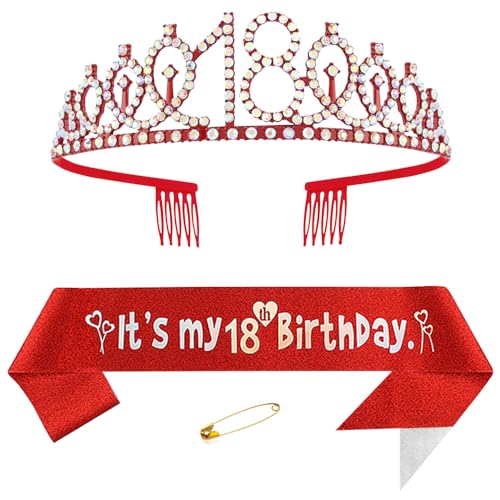 18. Geburtstags Krone und Schärpe für Mädchen Kristall Queen Tiara Princess Crown Rot 18th Birthday Schärpe 18th Geburtstagskrone Geburtstagsschärpe Girls Geburtstag Dekoration Geburtstagsgeschenk 18. Geburtstags Krone und Schärpe für Mädchen Kristall Queen Tiara Princess Crown Rot 18th Birthday Schärpe 18th Geburtstagskrone Geburtstagsschärpe Girls Geburtstag Dekoration Geburtstagsgeschenk von Yijunmca