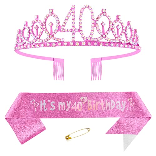 40. Geburtstags Krone und Schärpe für Damen Kristall Queen Tiara Princess Crown Rosa Birthday Schärpe 40th Geburtstagskrone Frau Geburtstagsschärpe Frauen Geburtstag Dekoration Geburtstagsgeschenk 40. Geburtstags Krone und Schärpe für Damen Kristall Queen Tiara Princess Crown Rosa Birthday Schärpe 40th Geburtstagskrone Frau Geburtstagsschärpe Frauen Geburtstag Dekoration Geburtstagsgeschenk von Yijunmca