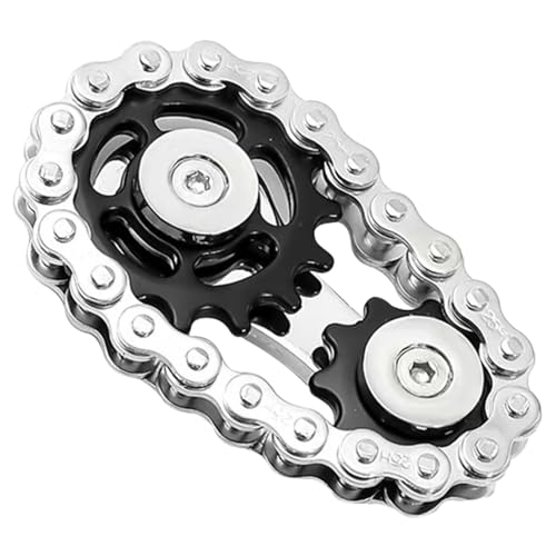 Yilceemy Metall Kettenrad Kette Fidget, Coole Montage Fidget Spinner Ring, Neuheit Hand Finger Spinner, für Anti-Angst (6×3.5cm) von Yilceemy