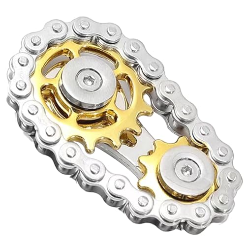 Yilceemy Metall Kettenrad Kette Fidget, Coole Montage Fidget Spinner Ring, Neuheit Hand Finger Spinner, für Anti-Angst Gold (6×3.5cm) von Yilceemy