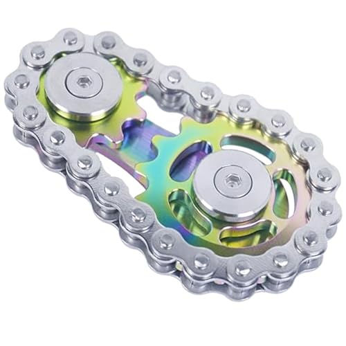 Yilceemy Metall Kettenrad Kette Fidget Spielzeug, Coole Montage Fidget Spinner Ring Spielzeug, Neuheit Hand Finger Spinner, für Anti-Angst (6×3.5cm) von Yilceemy