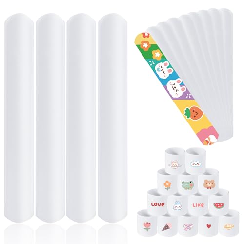 100 Stück Schnapparmband Kinder Set, Schnapparmbänder Zum Bemalen, Schnapparmband Klatscharmband, DIY Schnapparmbänder, leer Slap Armbänder Set für Weihnachten Kindergeburtstag Jungen und Mädchen von YiliYa
