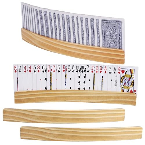 YiliYa 2 Stück Spielkartenhalter,Spielkarten Kartenständer Freisprech Kartenständer Stehender Pokerhalter Holz Karten Halter für Kinder Senioren Erwachsen von YiliYa