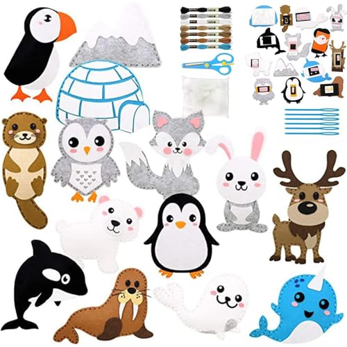Nähkits für Kinder 8-12 Polartiere Feel Kids NEWING SIT, Bildung praktische und interessante DIY Plüschhandwerk für Jungen und Mädchen Geburtstagsgeschenk von Yililay