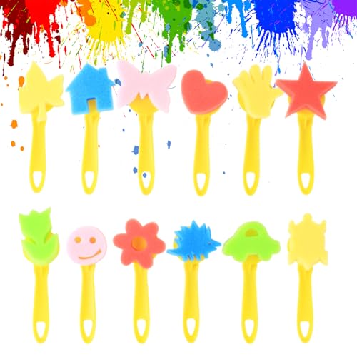 Yililay 12pcs Pinsel Pinsel Schaumalpinsel Pinsel wiederverwendbares Schwamm Pinsel Pinsel Set mit Griffschwamm Malerei Stempelschaum Pinsel DIY Seal Spielzeug für Kinder Kunst und Handwerk Yililay 12pcs Pinsel Pinsel Schaumalpinsel Pinsel wiederverwendbares Schwamm Pinsel Pinsel Set mit Griffschwamm Malerei Stempelschaum Pinsel DIY Seal Spielzeug für Kinder Kunst und Handwerk von Yililay