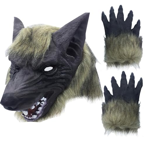 Yililay 1pc beängstigende Full Face Werwolf Maske mit Handschuhen Black Halloween Cosplay Kostümparty Horror Nächte Yililay 1pc beängstigende Full Face Werwolf Maske mit Handschuhen Black Halloween Cosplay Kostümparty Horror Nächte von Yililay