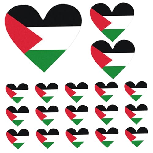 Yililay 3 Sätze Palästinensie Flagge Vinyl Aufkleber Herzform Selbstklebender Palästina-Aufkleber für Auto-Motorrad-Becher-Telefon von Yililay