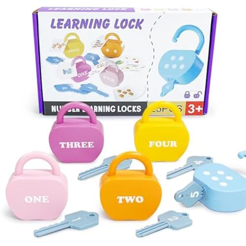 Yililay 5 Set Ursachen- und Effekt -Spielzeug-, Sperr- und wichtige Spielzeugäpfel Alphabet Lernschlösser Montessori Baby Keys Spielzeugset mit Karten für Kleinkinder 3+ von Yililay