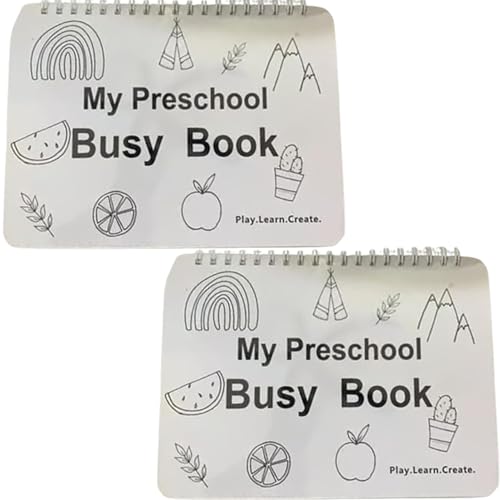 Yililay Beschäftigtes Buch für Kleinkinder 1-3, 2 Set Multi-Theme Developmental Coil Binding Aktivitätsbuch mit Zubehör, Vorschule und Kindergartenlernen von Yililay