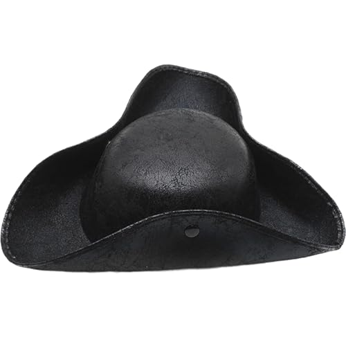 Yililay Captains Hut Pirat Kostüm Männer Vintage Falten-Tricorn-Piratenhut mit Schnappschüssen, altmodischer Piratenkapitäne Hut für Pirate Theme Party Cosplay Carnival von Yililay