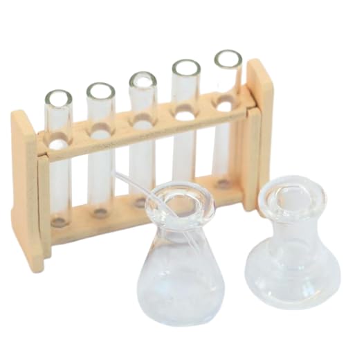 Yililay Dollhouse Möbel Set 9PCS 1:12 Skala, Mini -Zubehör mit Röhrenregal, Messung von Bechern und Testrohren für Dollhouse Decor von Yililay