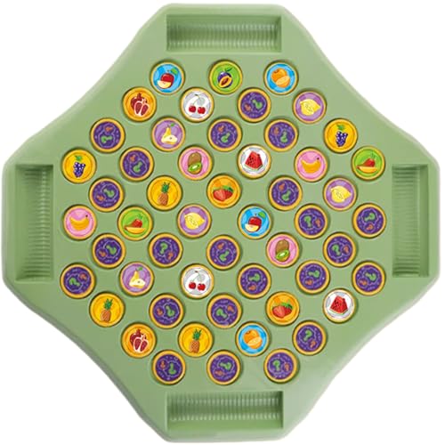 Yililay Passendes Spiel für Kleinkinder, Cartoon -Muster -Flip -Schach -Speicherspiel mit 52 Löchern und 58pcs Schach, Kindergartenaktivität im Vorschulalter (Obst) von Yililay