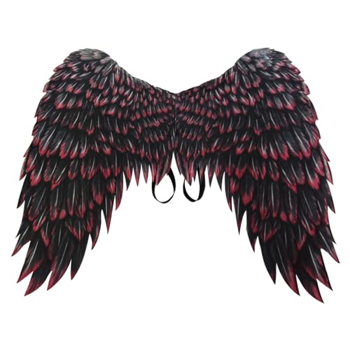 Yililay Schwarzer Engel 38x30in 3D gedrucktes faltbares Cosplay Nicht gewebter Stoff für Erwachsene Kinder Halloween mit Elastizität Band von Yililay