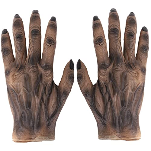 Yililay Werwolfhandschuhe Halloween Kostüm Wolf Handschuhe Party Cosplay Horror Handschuhe Wolfsklauen Pfotenkatze Handschuhe Halloween Requisiten Medens, Grün von Yililay