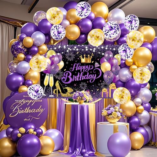 YinQin 63 Stück Lila Gold Geburtstag Luftballons mit Fotohintergründen Lila Golden Silber Geburtstag Ballons Dekorationen Happy Birthday Party Supplies für Männer Frauen YinQin 63 Stück Lila Gold Geburtstag Luftballons mit Fotohintergründen Lila Golden Silber Geburtstag Ballons Dekorationen Happy Birthday Party Supplies für Männer Frauen von YinQin