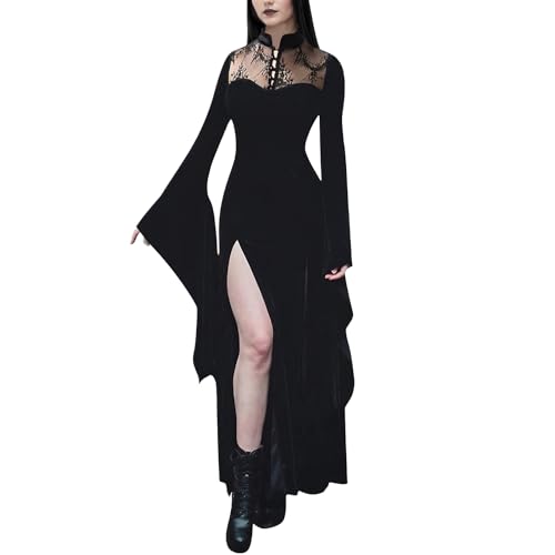 Yinbwol Halloween-Kostüme für Damen, lange ausgestellte Ärmel, Gothic-Kleid, schwarze Spitze, Gothic-Kleid, Vintage-Kleid Yinbwol Halloween-Kostüme für Damen, lange ausgestellte Ärmel, Gothic-Kleid, schwarze Spitze, Gothic-Kleid, Vintage-Kleid von Yinbwol