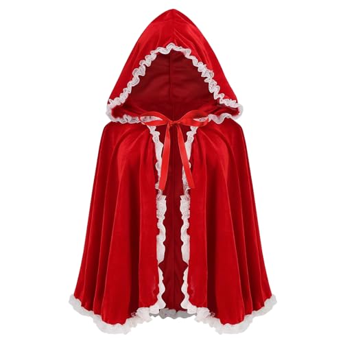 Yinbwol Rotkäppchen-Kostüm für Damen, Umhang, Halloween, Weihnachten, Cosplay, Party, Samt, schicker roter Umhang Yinbwol Rotkäppchen-Kostüm für Damen, Umhang, Halloween, Weihnachten, Cosplay, Party, Samt, schicker roter Umhang von Yinbwol