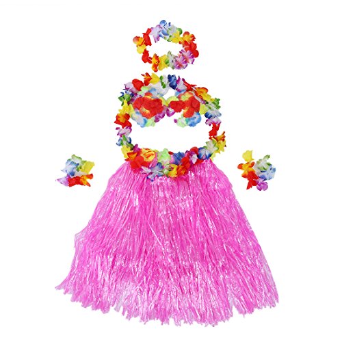 Yinchus Hawaiian Tropisch Hula Luau Grass Tanzen Rock und BH-Set - Rosa von Yinchus