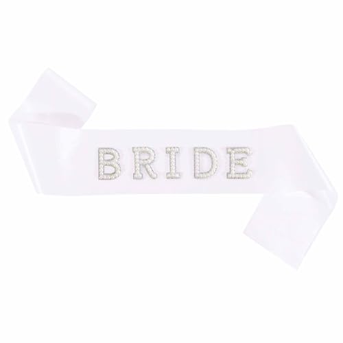 Bride to Be Schärpe Braut Schärpe Bride to Be Deko,Perlen Brautdusche Fabulous Schärpe,Weiße Accessoires für Bride,Bridal Junggesellenabschied Frauen für Bachelorette Party und Hochzeitsfotografie von YingMengZhiGe