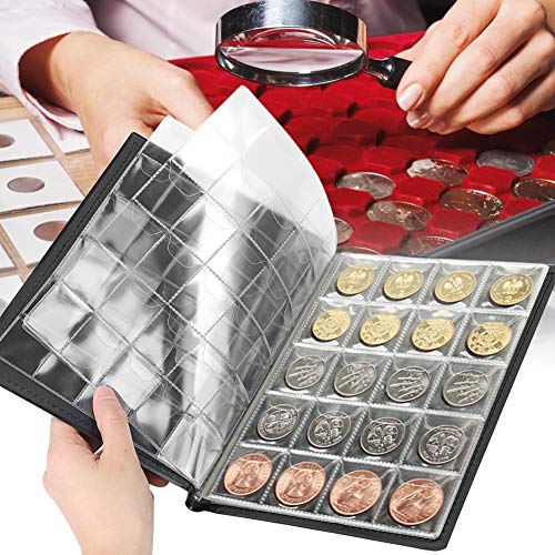 Yinhing 250 Taschen Coin Collection Album, 10 Seiten Coin Holder Book Coin Storage Album Money Penny Pocket für Sammler (Brown) von Yinhing